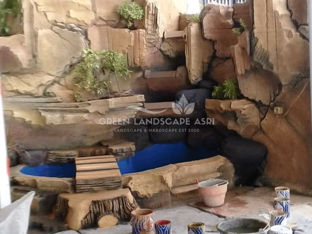 relief kolam ikan minimalis