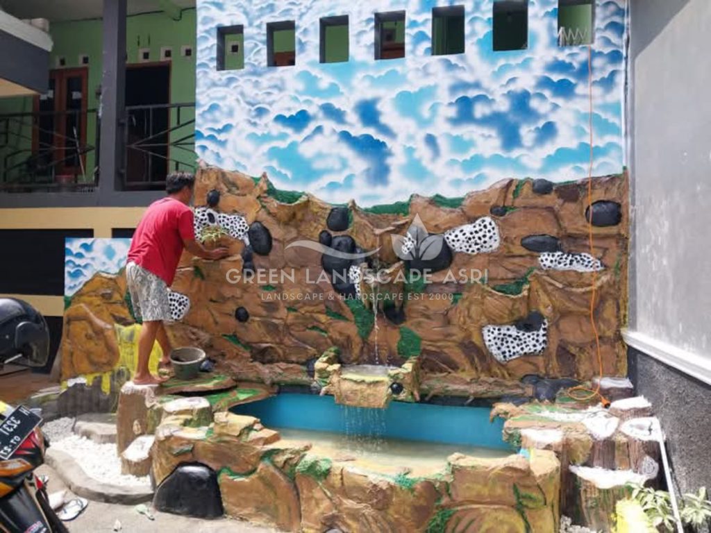 relief kolam taman klasik modern