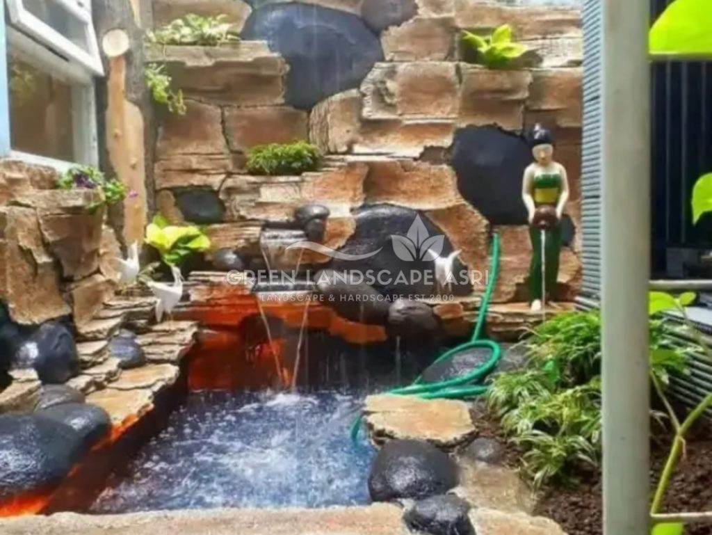relief kolam ikan 3D
