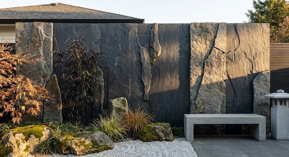 Batu Alam Dinding Taman Kering Gaya Jepang Modern
