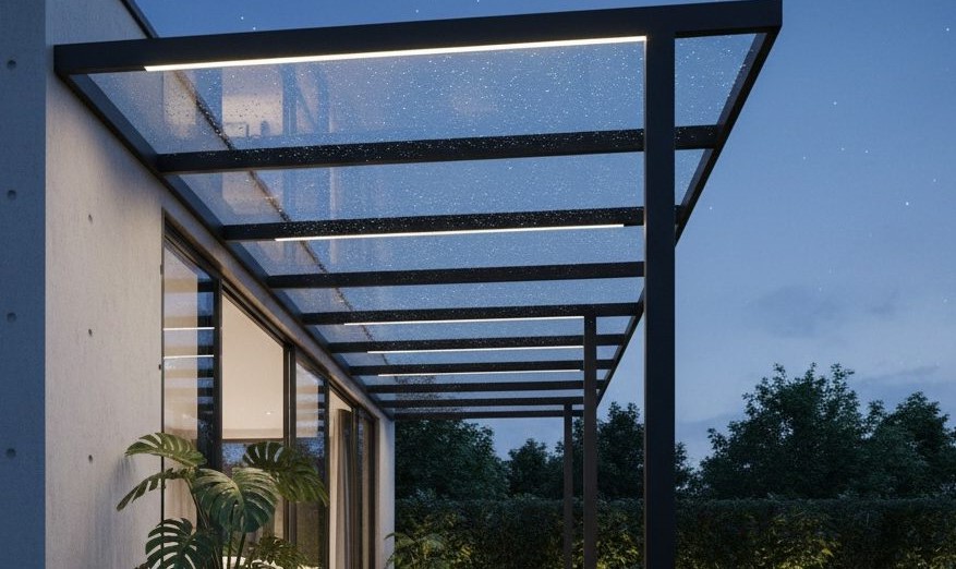 Kanopi Besi di Area Belakang untuk Naungan Estetik