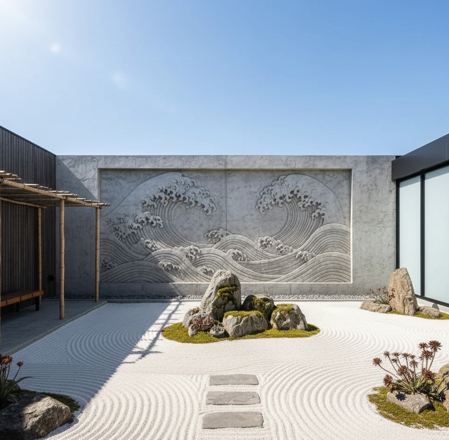 Relief Kering Tanpa Air untuk Desain Minimalis Jepang